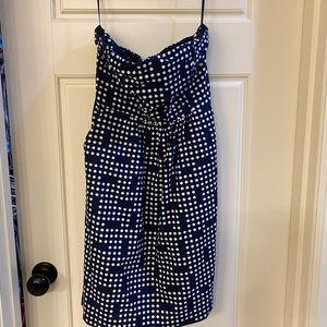 Gap linen strapless polka dot dress